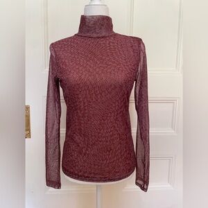 Anthropologie Burgundy Patterned Long Sleeve Top